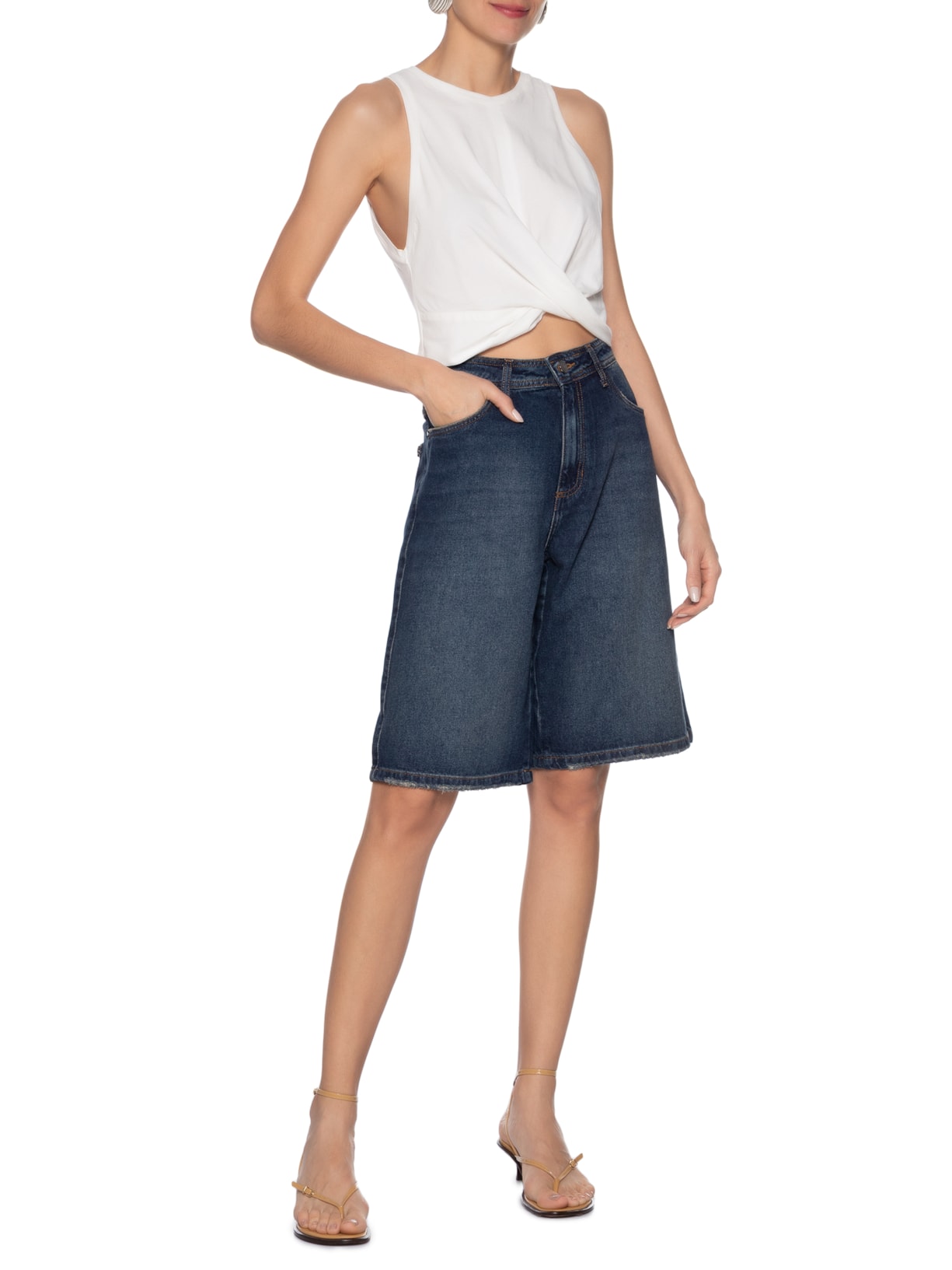 Blusa Feminina Meia Malha Torção Branco Animale