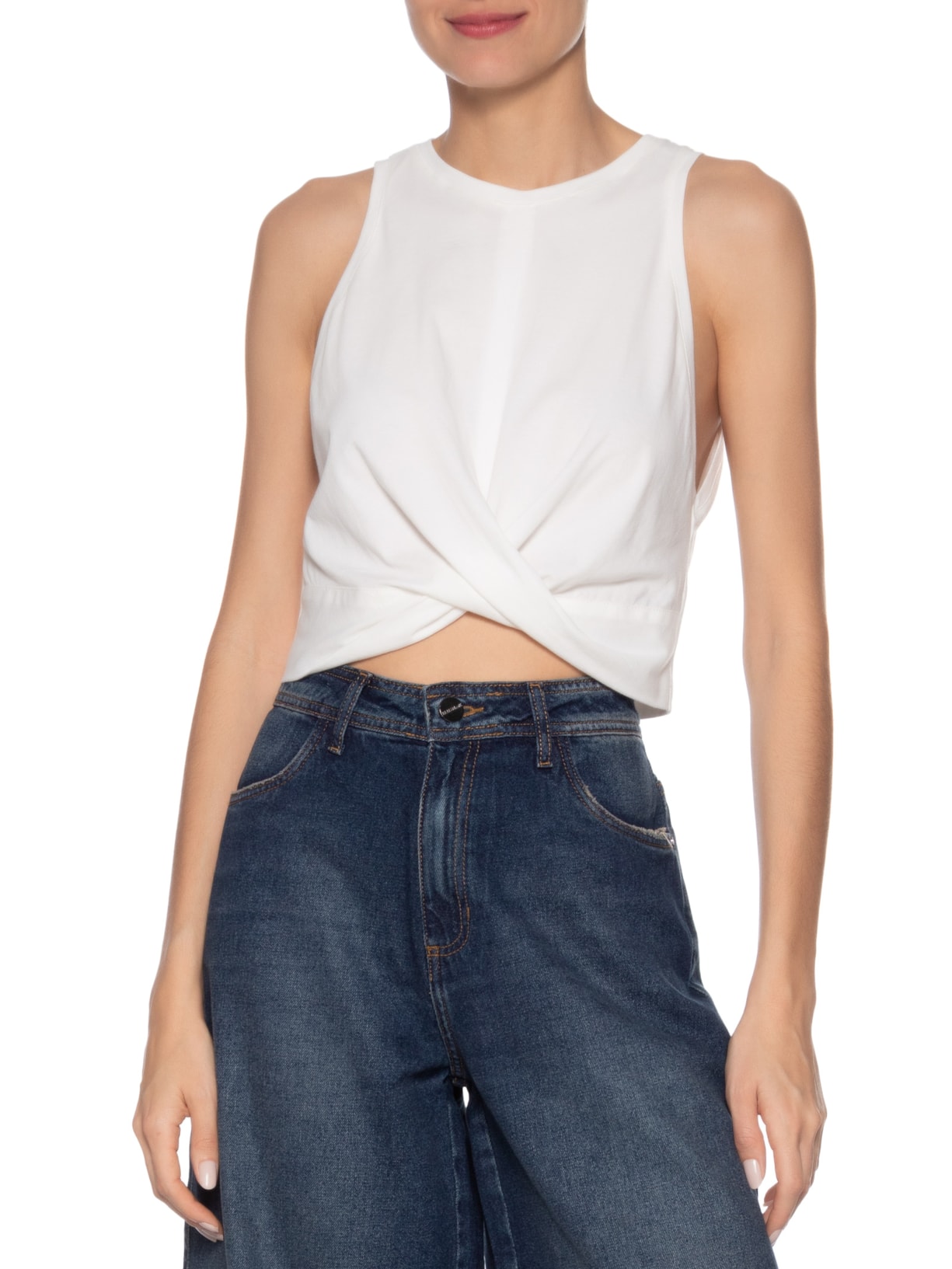 Blusa Feminina Meia Malha Torção Branco Animale