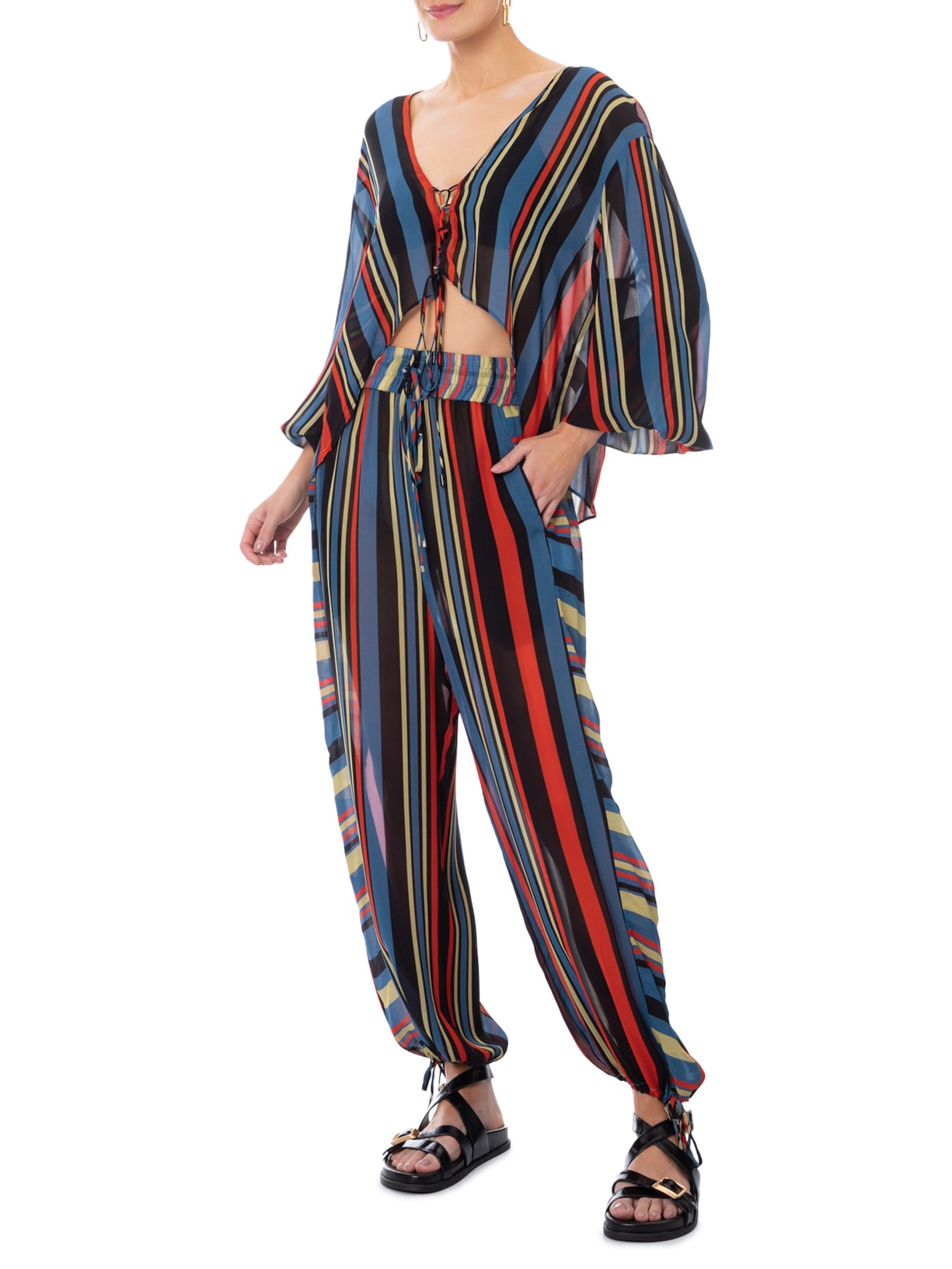 Blusa Feminina Mix Speed Stripe Azul Animale Jeans