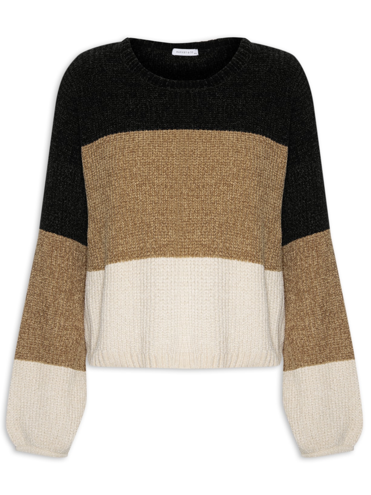 Blusa Feminina ML Tricolor - Preto