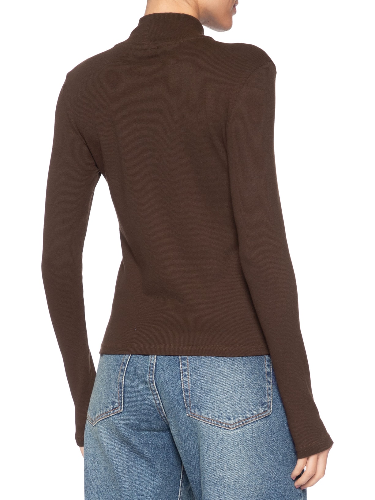 Blusa Feminina Mock Neck Marrom Tommy Jeans