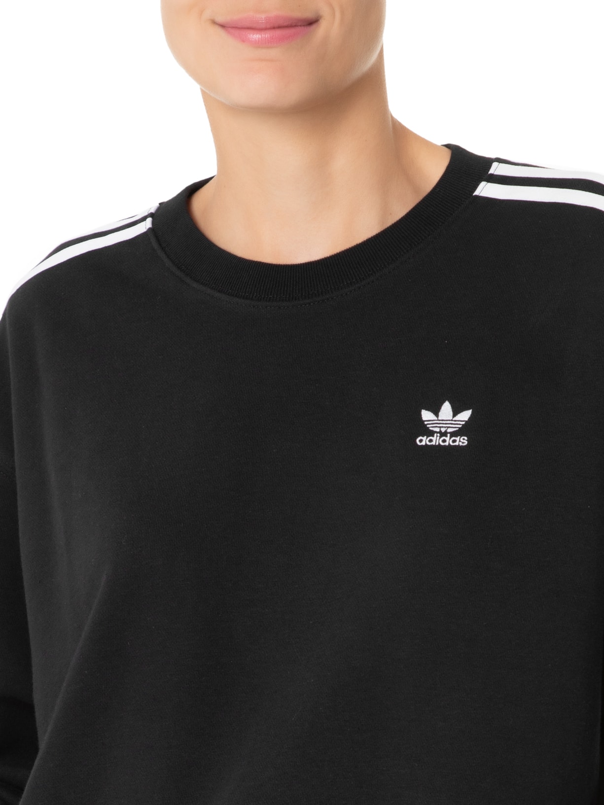 Blusa Feminina Moletom Stripes Adidas Originals Preto