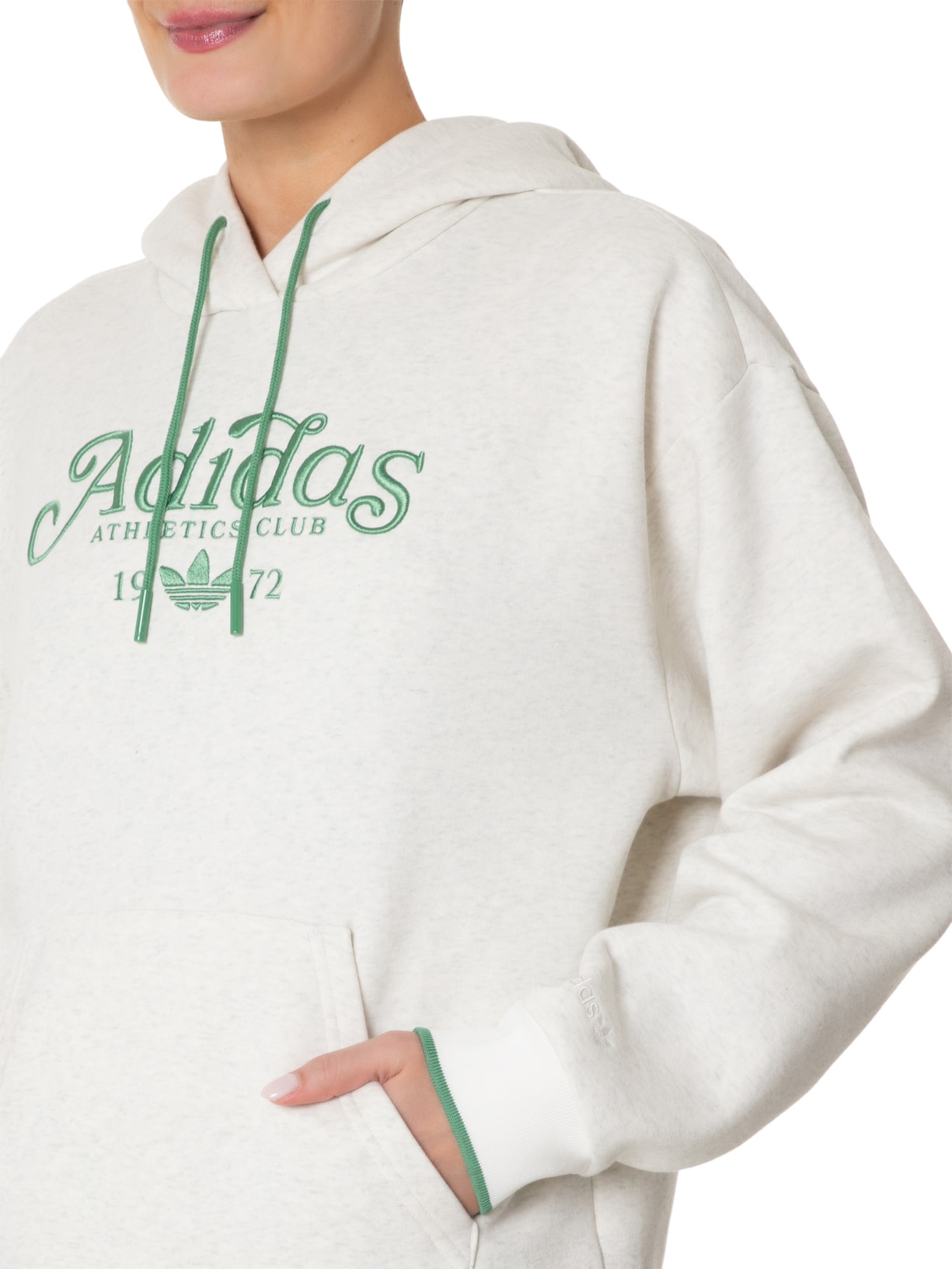 Adidas Originals Blusa Feminina Moletom Capuz Graphic Loose Cinza