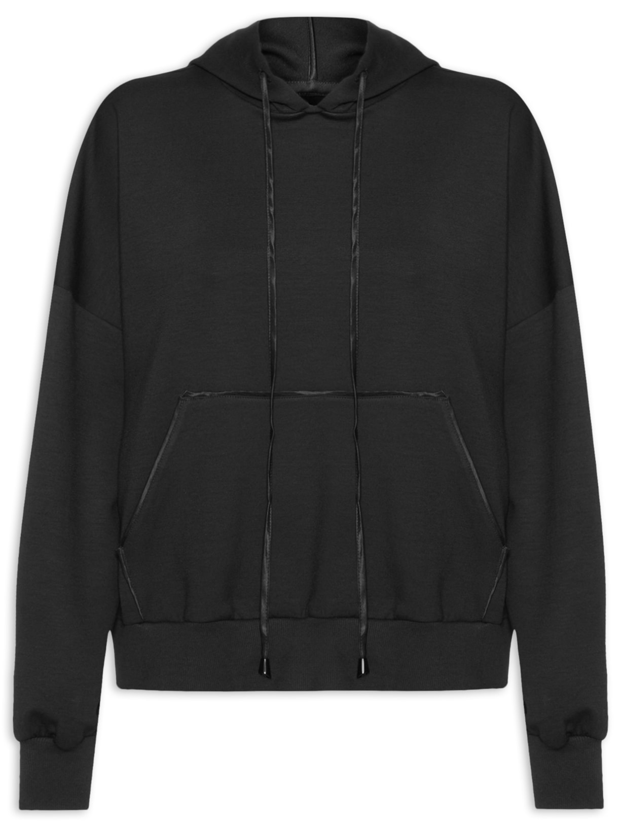 Blusa Feminina Moletom Capuz - Preto