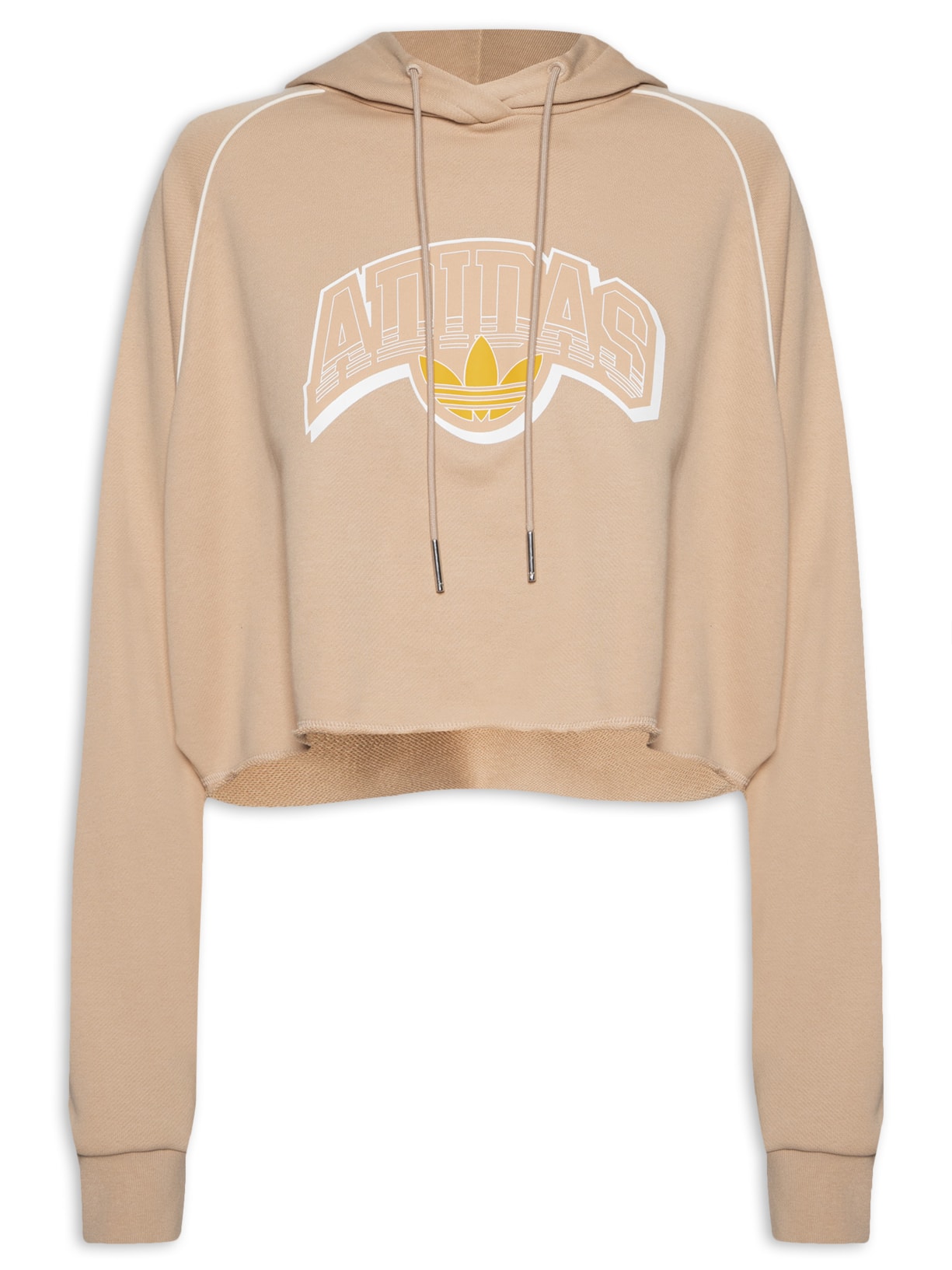 Blusa Feminina Moletom Cs Cropped Com Capuz - Bege