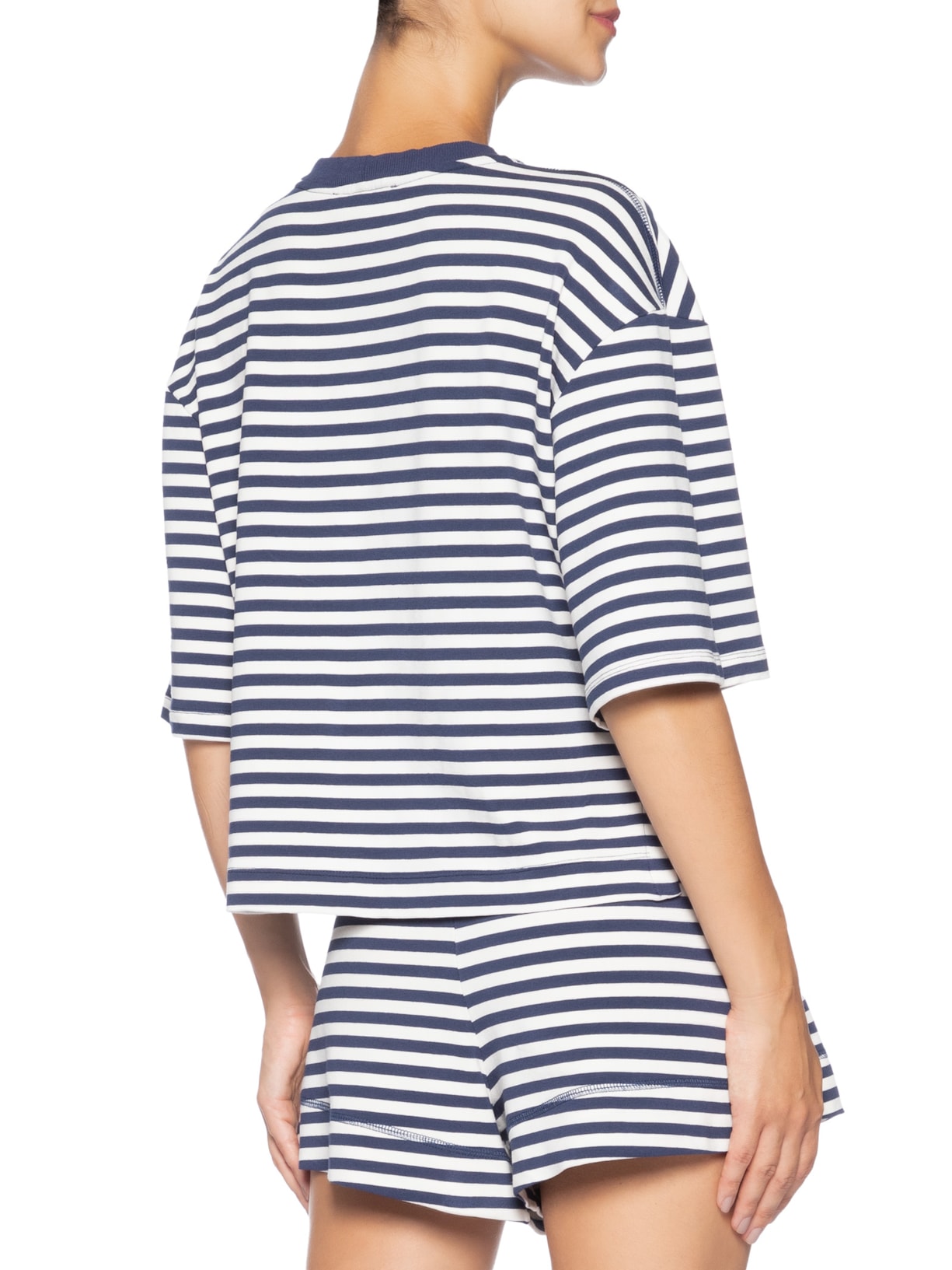 Blusa Feminina Moletom Estampa Listra Com Bordado  Azul Dress To