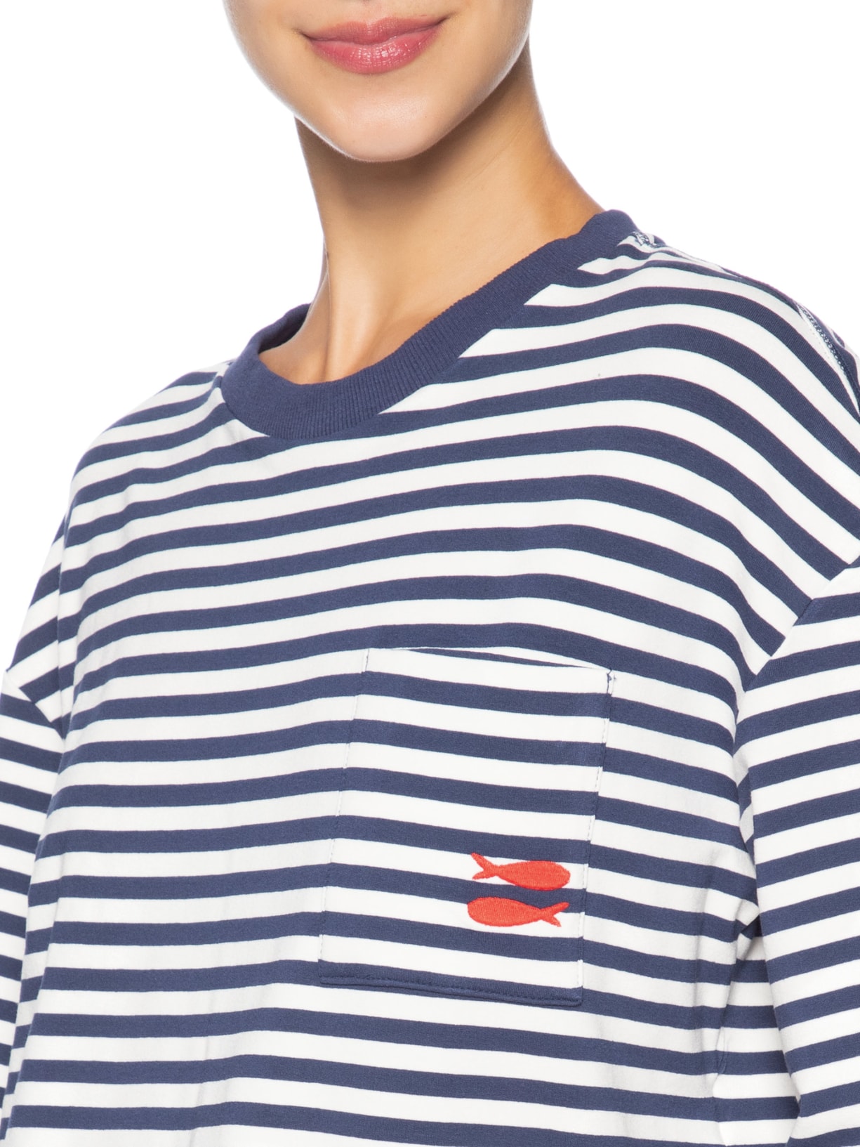 Blusa Feminina Moletom Estampa Listra Com Bordado  Azul Dress To