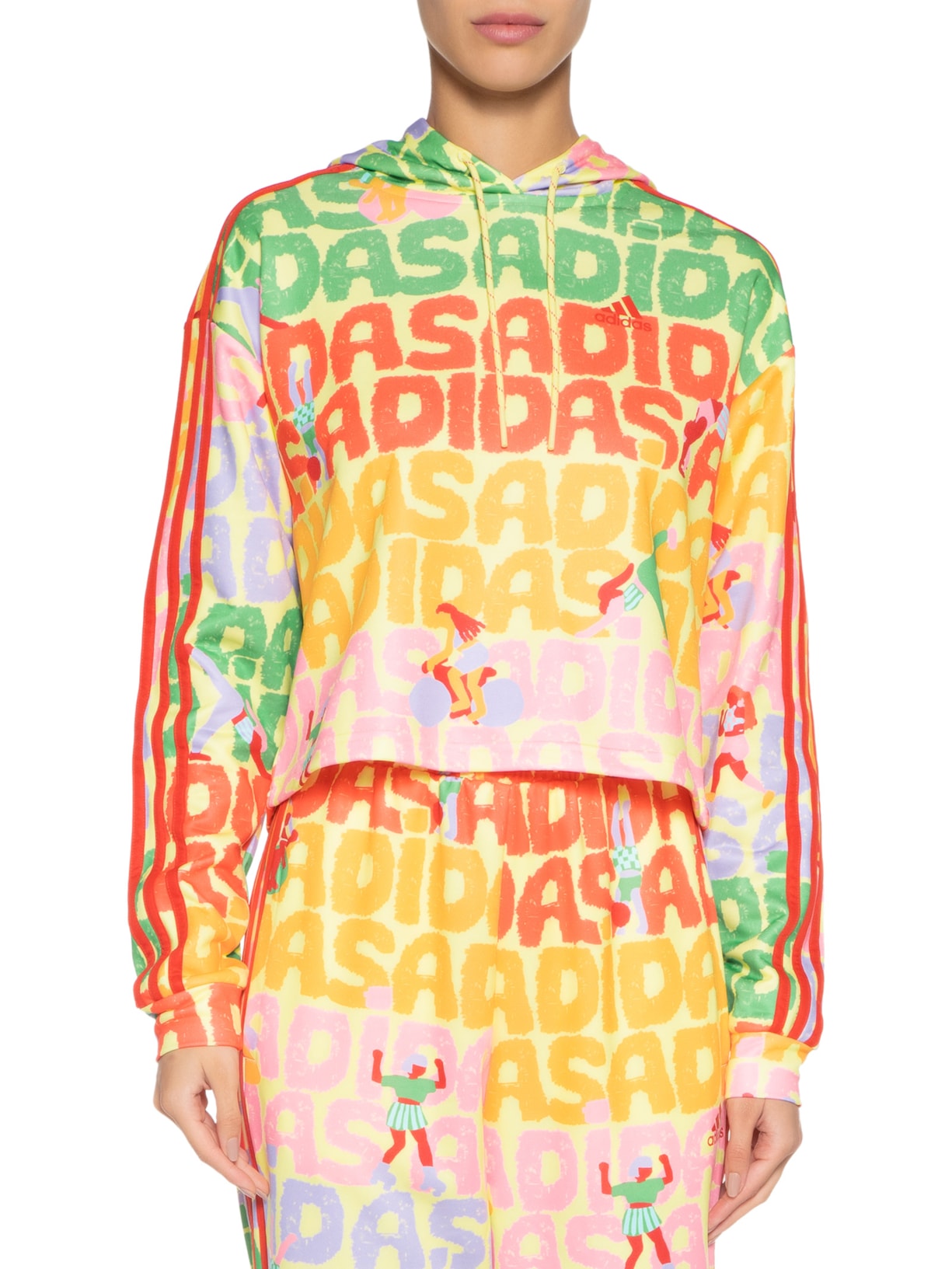 Blusa Feminina Moletom Estampada Adidas Farm Amarelo