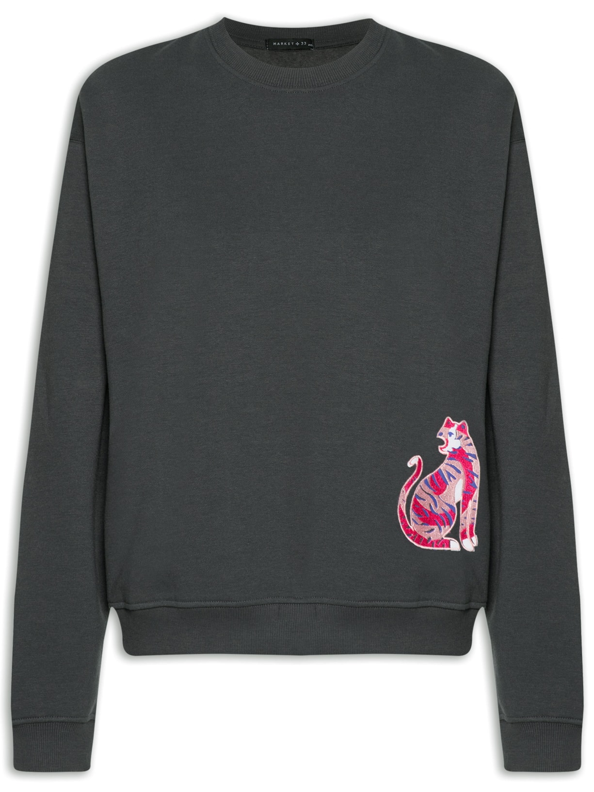 Blusa Feminina Moletom Estampado - Cinza