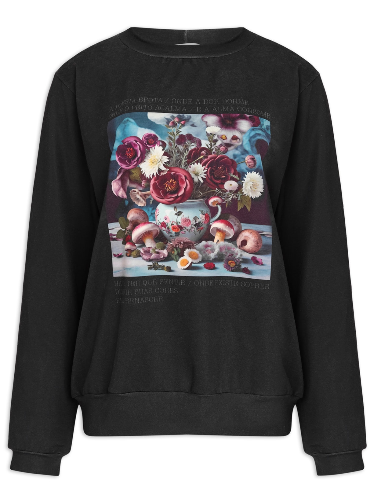 Blusa Feminina Moletom Florence Poetry Wine - Preto