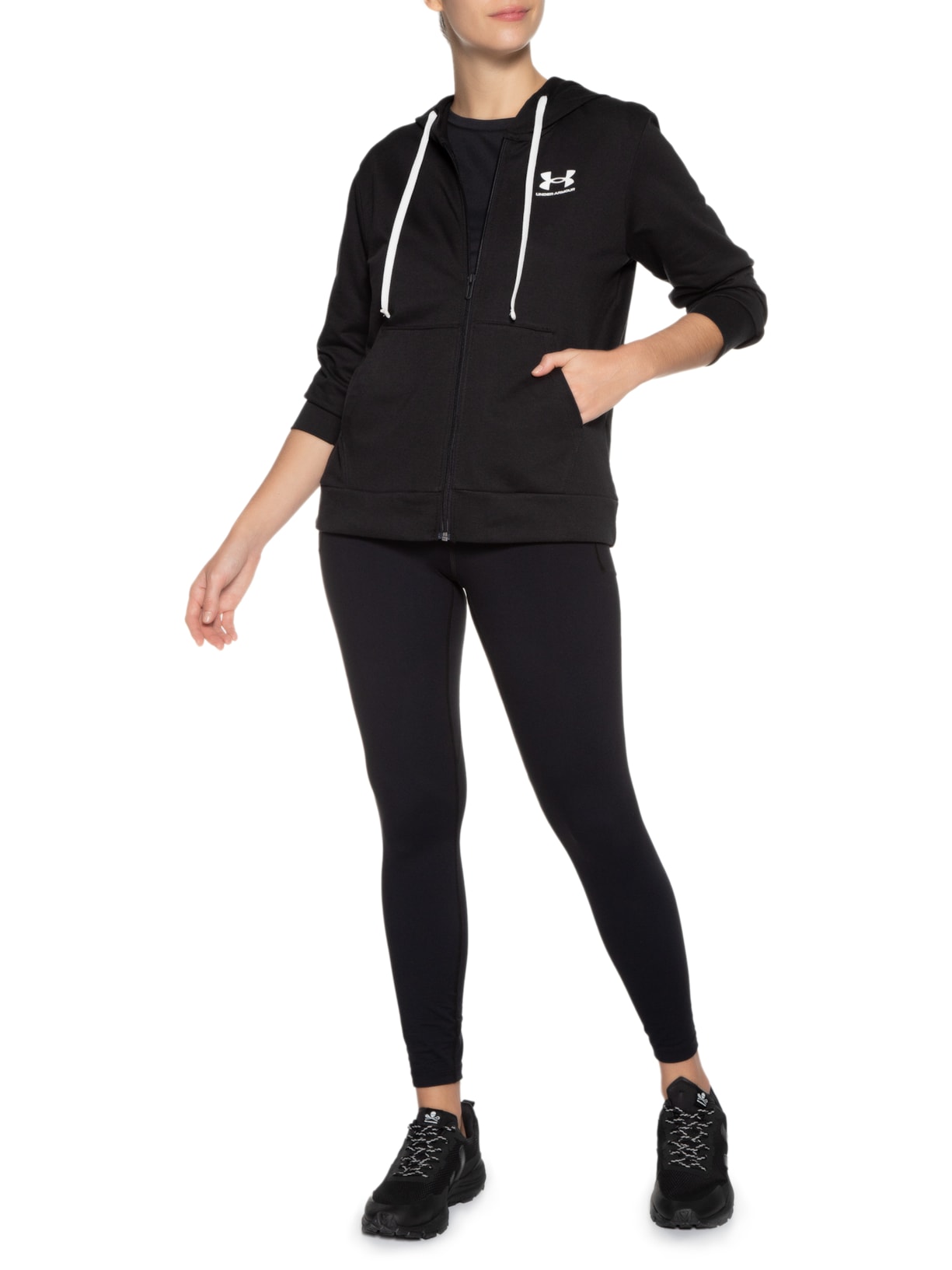 Blusa Feminina Moletom Rival Terry Fz Ho Preto Under Armour