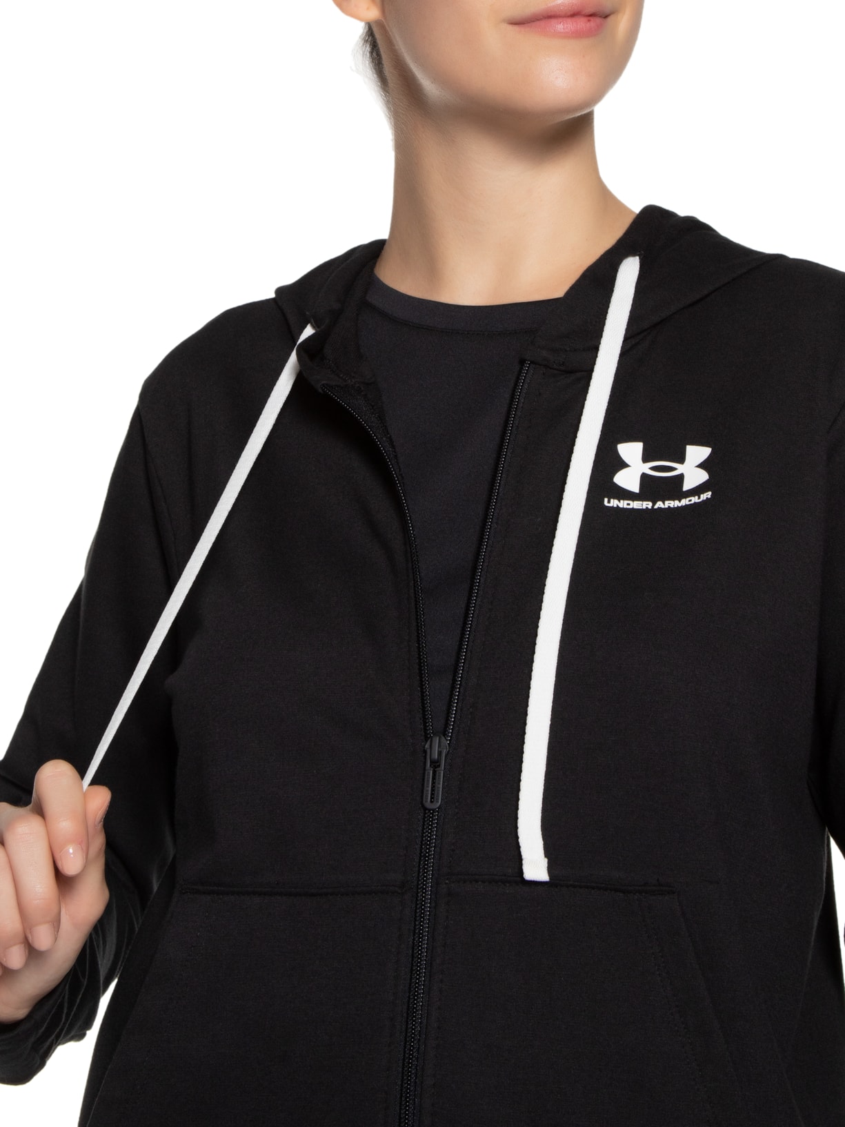 Blusa Feminina Moletom Rival Terry Fz Ho Preto Under Armour