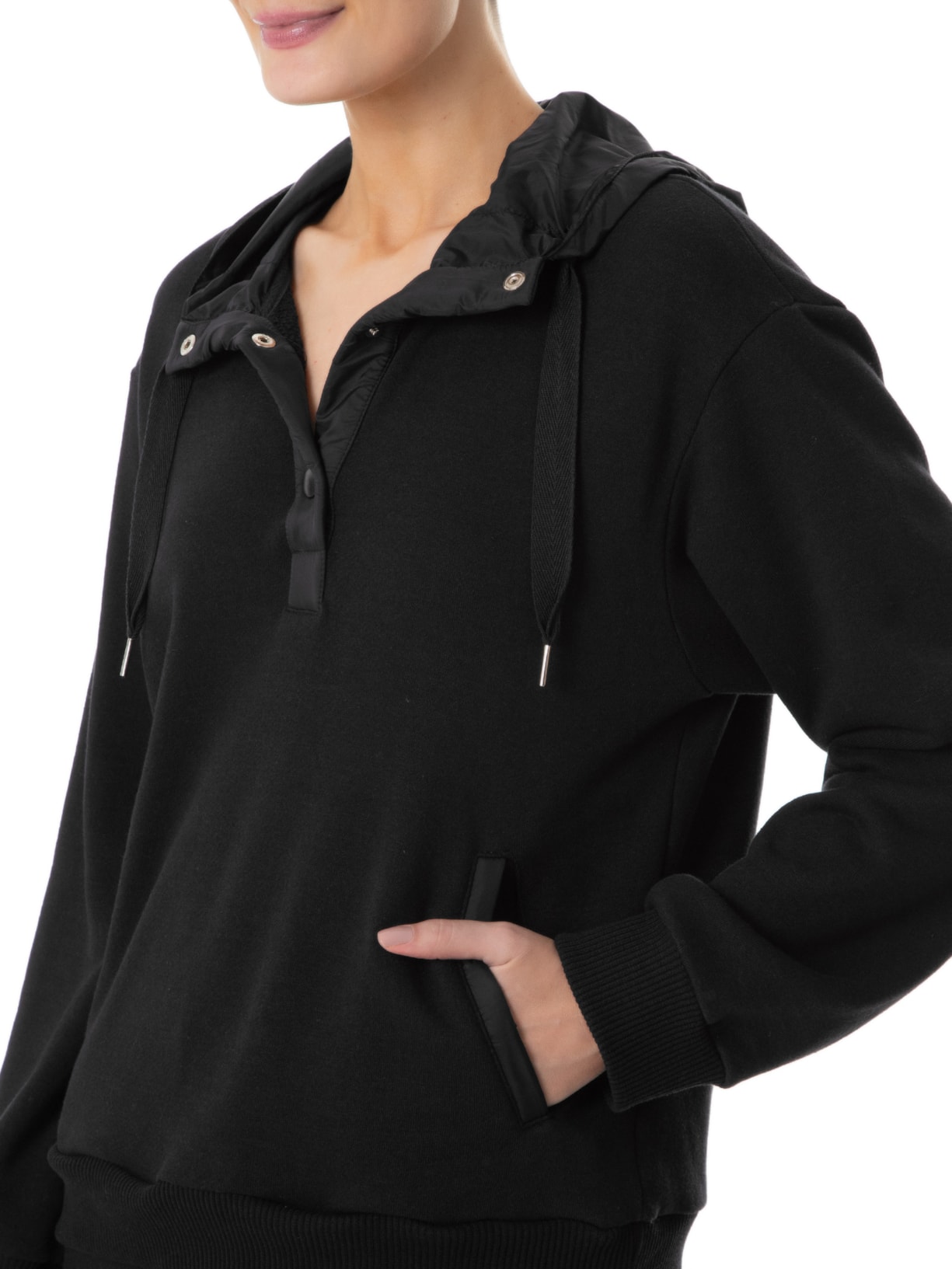 Blusa Feminina Moletom Sandy Preto Twenty Four Seven