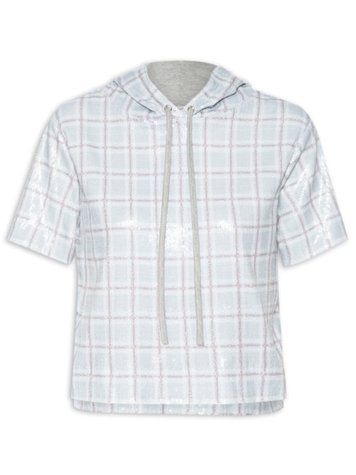 Blusa Feminina Moletom Xadrez - Cinza
