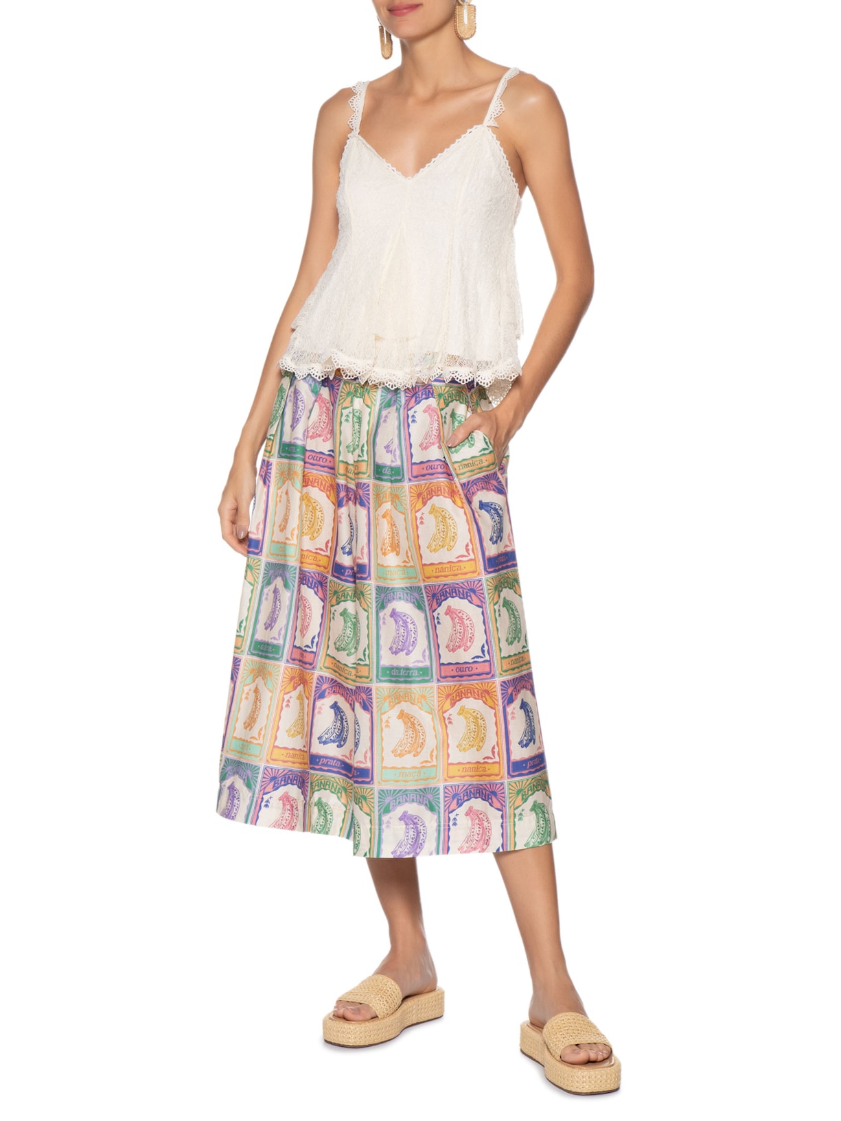 Blusa Feminina Nesgas Rendada Off White Farm