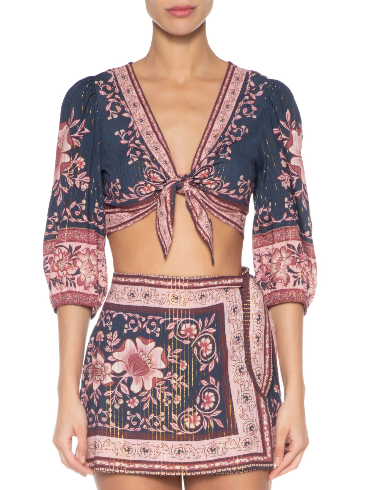 Blusa Feminina No Jardim Boho Azul Farm