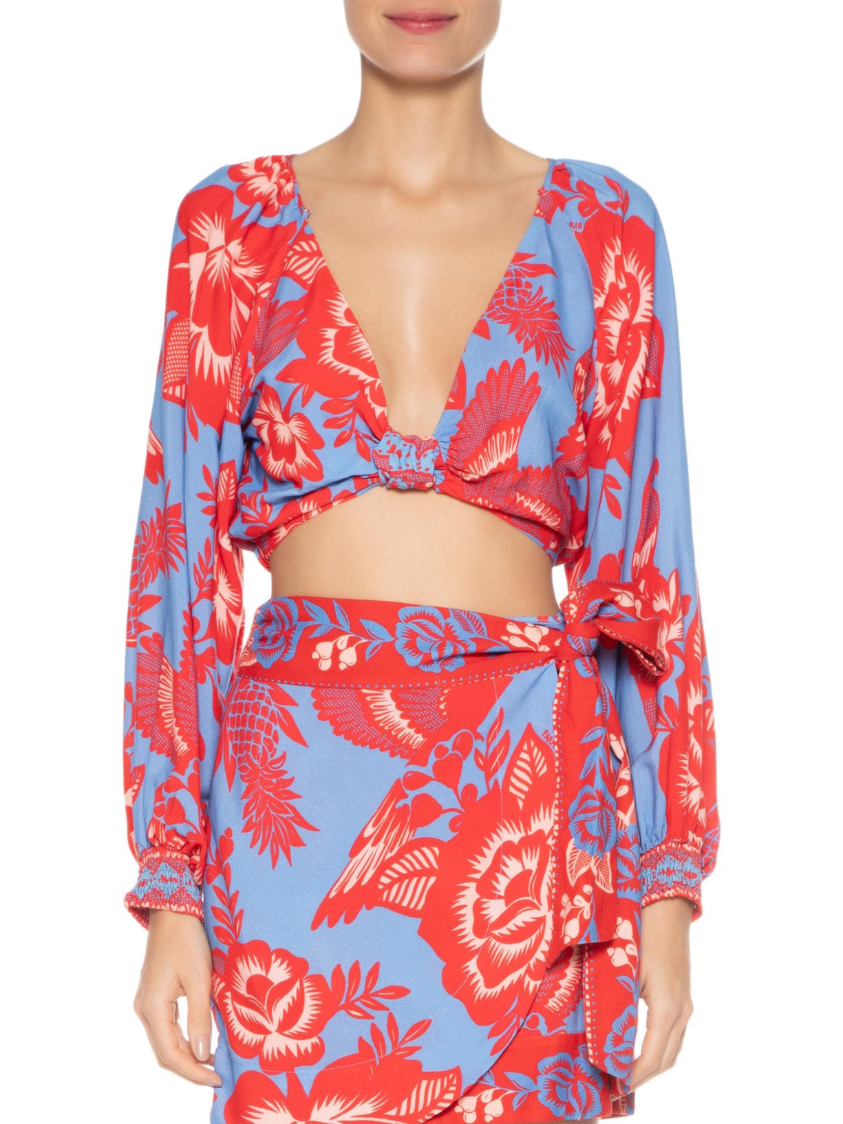 Blusa Feminina Nó Mania De Caju Azul Farm