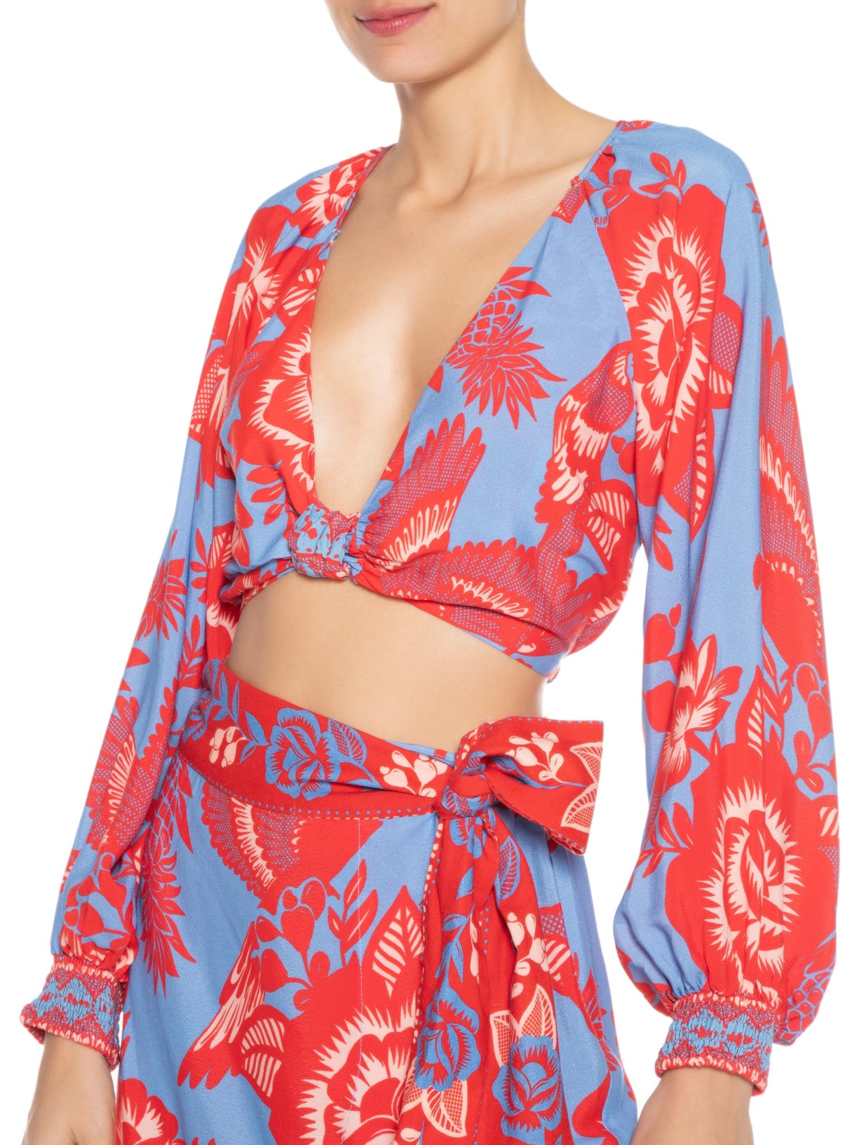 Blusa Feminina Nó Mania De Caju Azul Farm