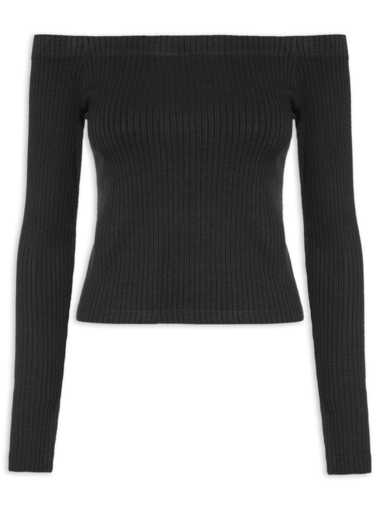 Blusa Feminina Ombro a Ombro Canelada - Preto