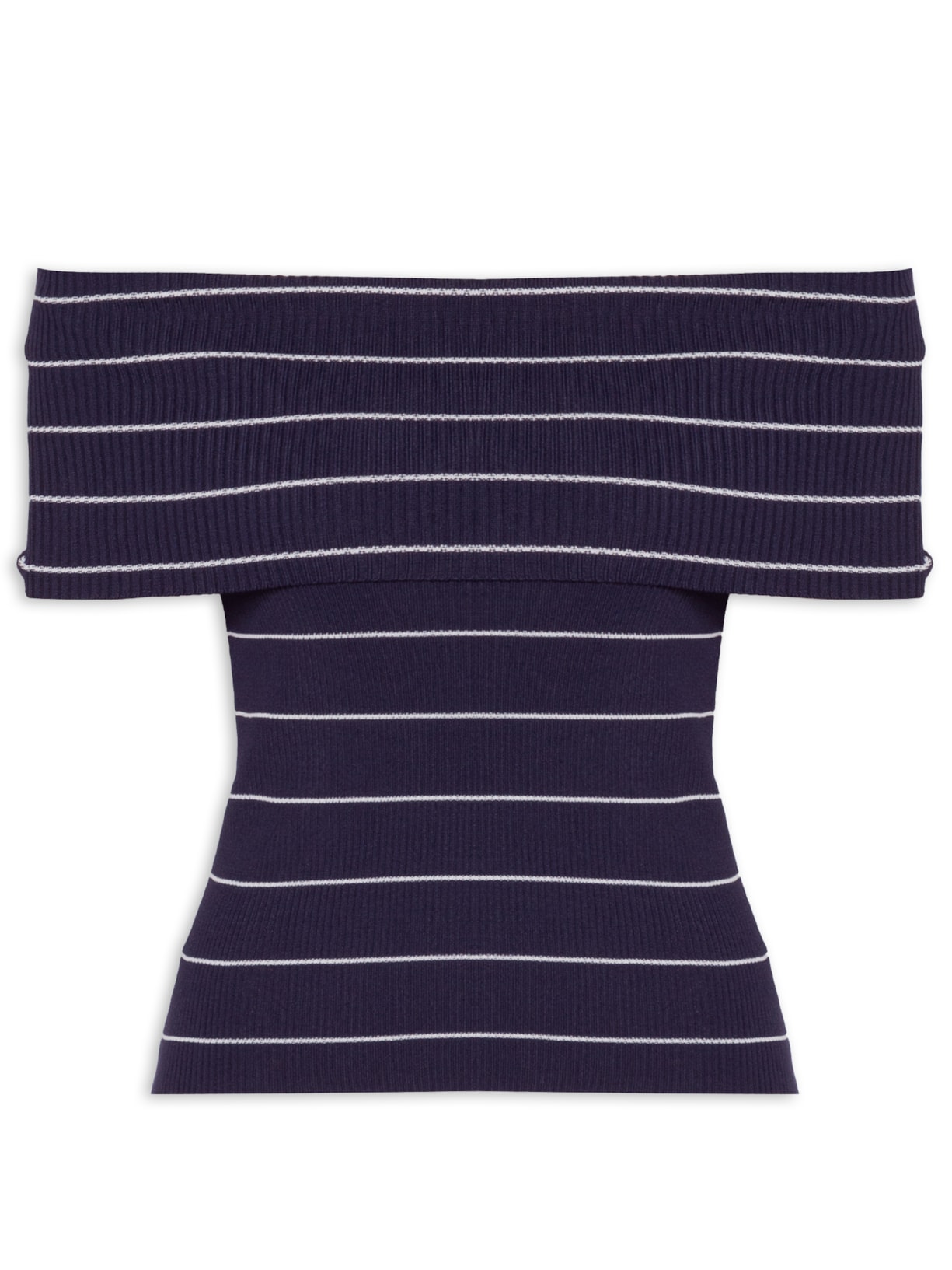 Blusa Feminina Ombro a Ombro Em Tricot - Azul