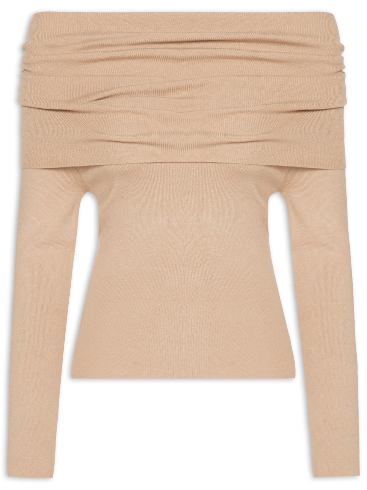 Blusa Feminina Ombro a Ombro em Tricot - Bege