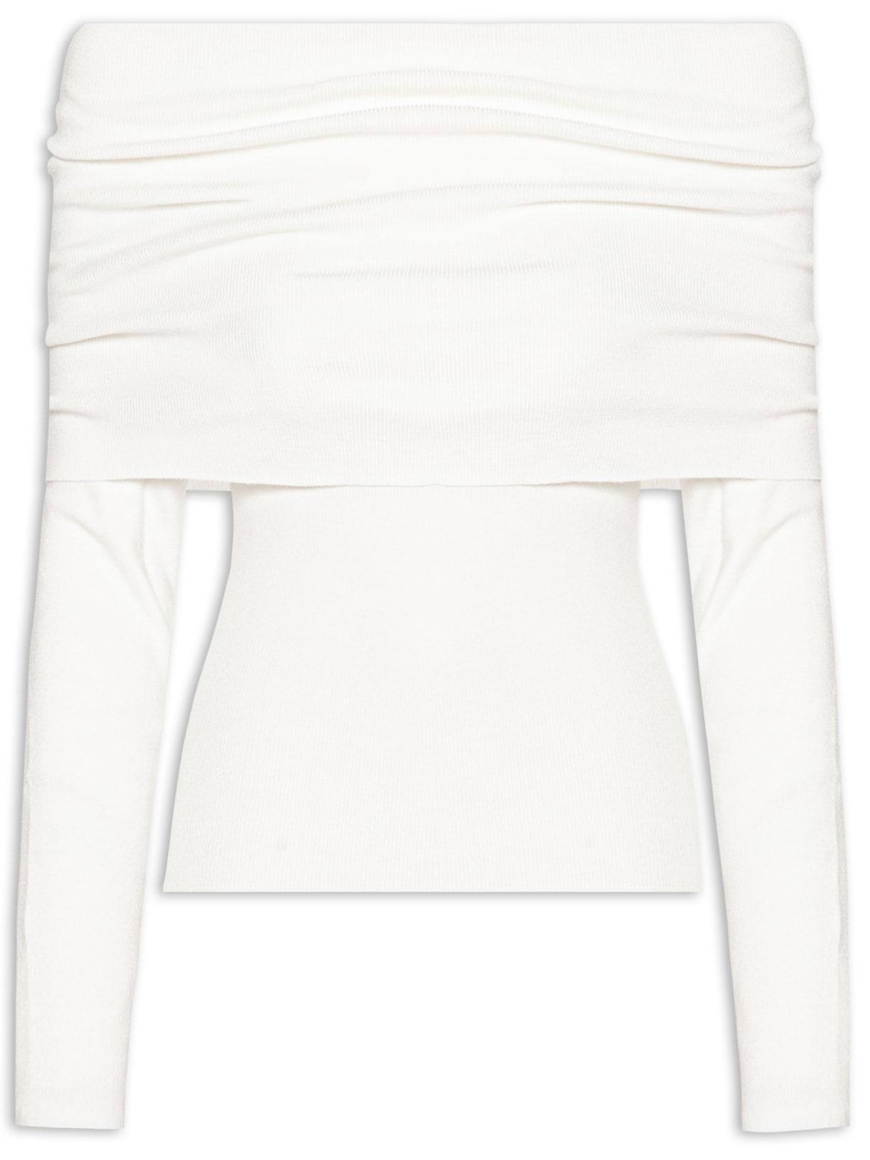 Blusa Feminina Ombro a Ombro em Tricot - Off White