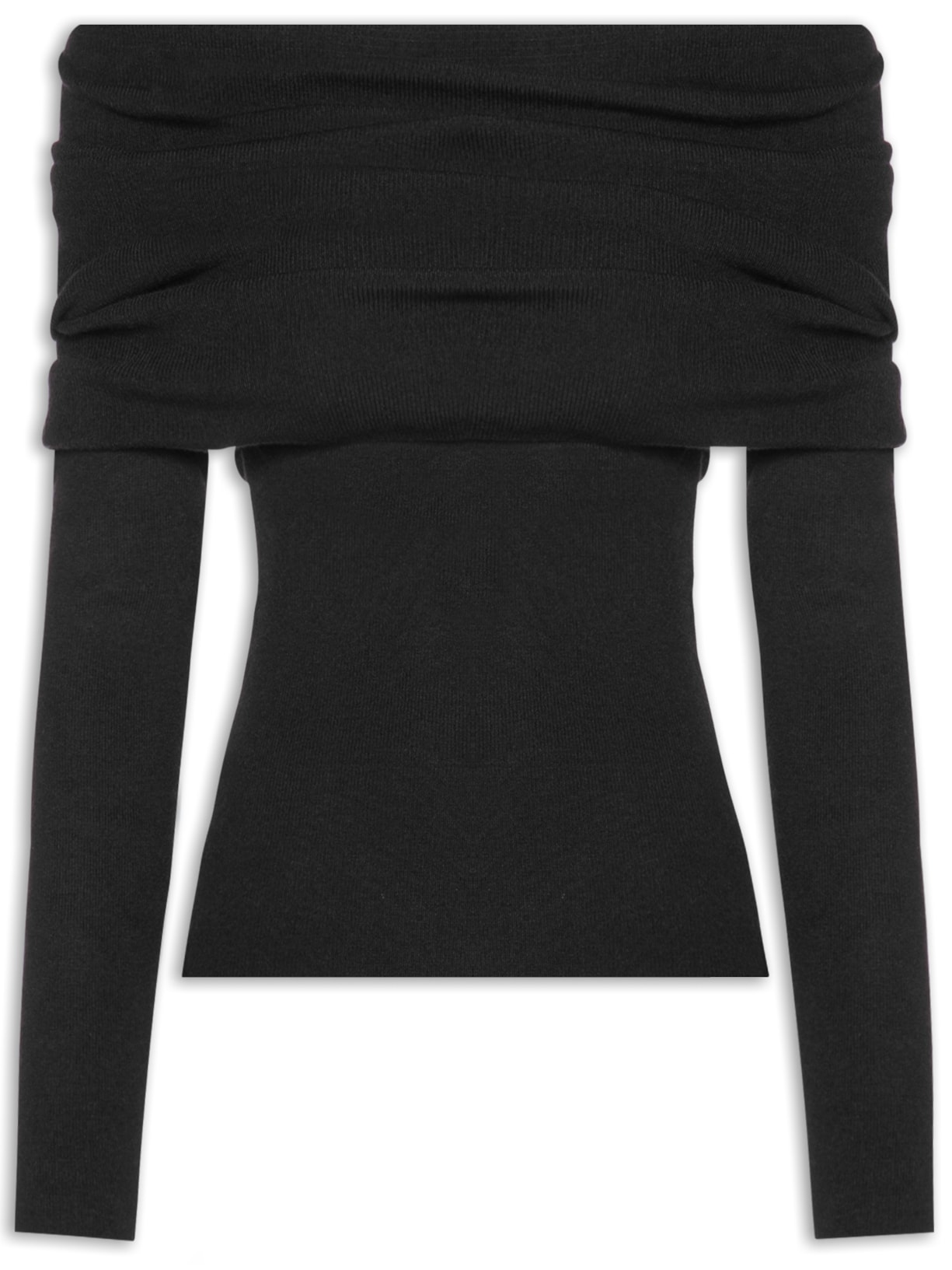 Blusa Feminina Ombro a Ombro em Tricot - Preto
