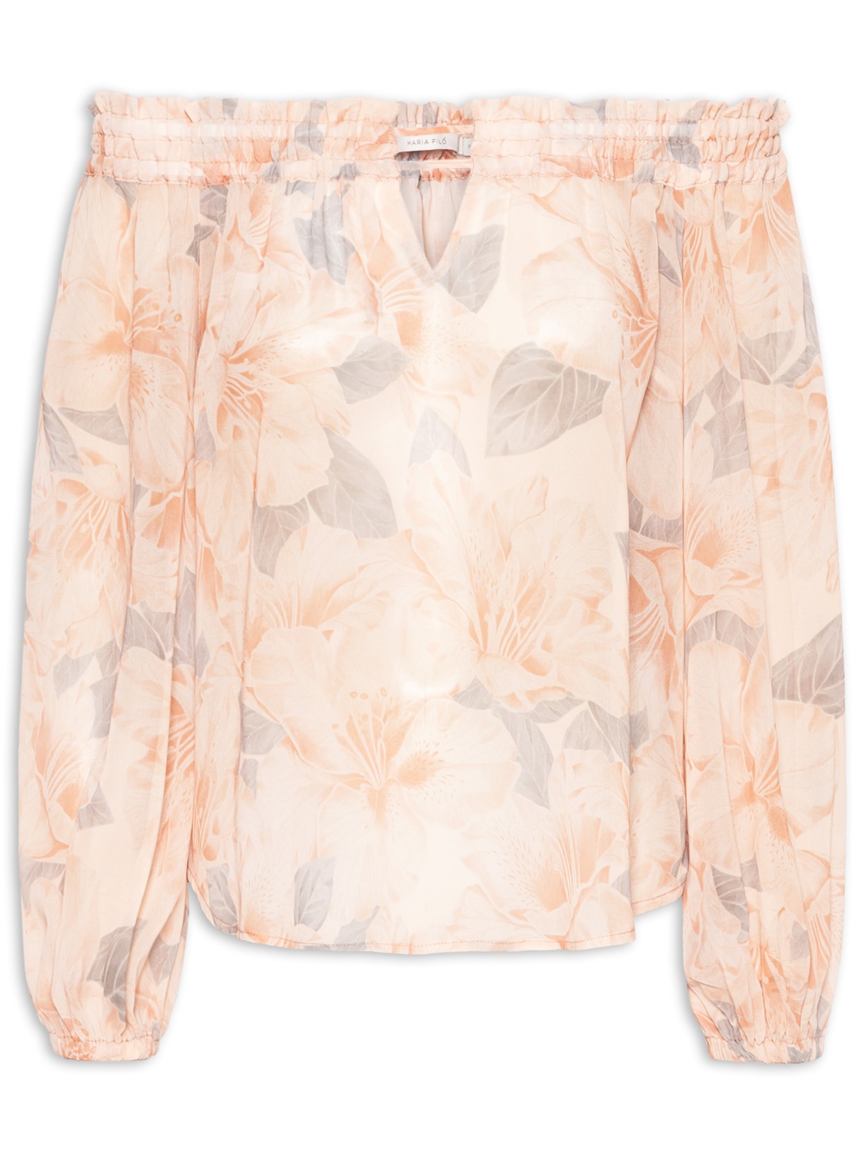 Blusa Feminina Ombro A Ombro Estampa Flora - Bege