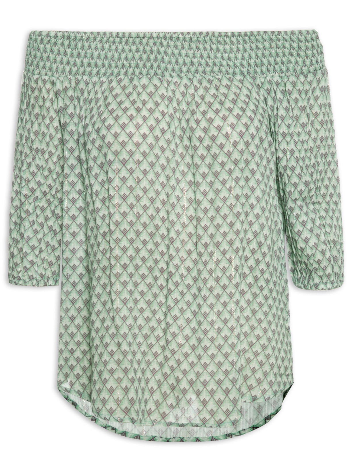 Blusa Feminina Ombro A Ombro Estampa Pacco - Verde