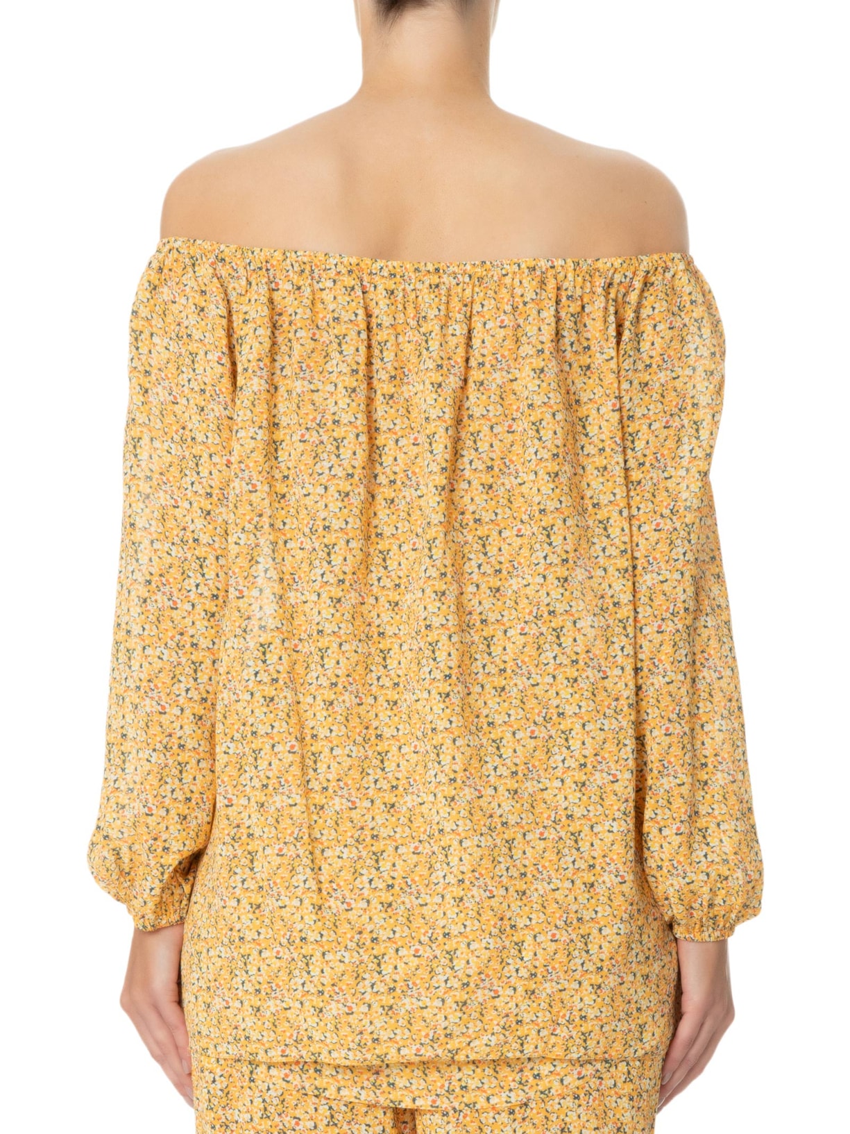 Blusa Feminina Ombro A Ombro Estampa Passeio Amarelo Maria Filó