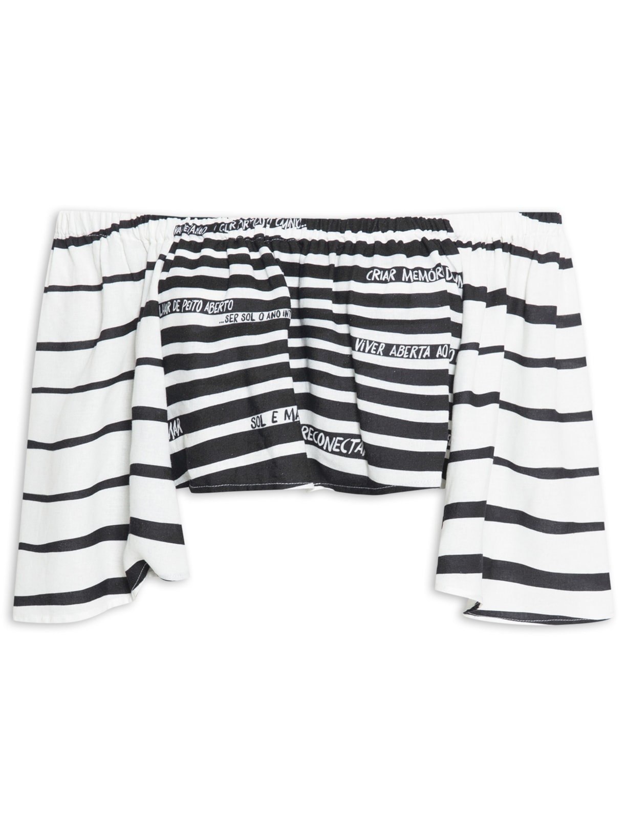 Blusa Feminina Ombro à Ombro Estampa Poema - Branco