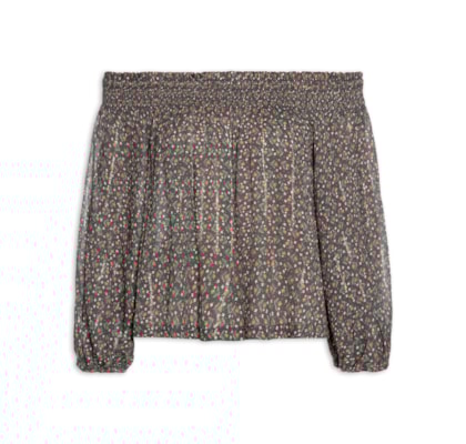 Blusa Feminina Ombro A Ombro Estampa Serena - Preto