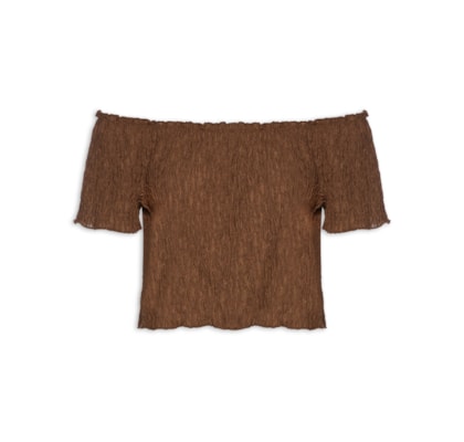 Blusa Feminina Ombro A Ombro Feminina Texturizada - Marrom