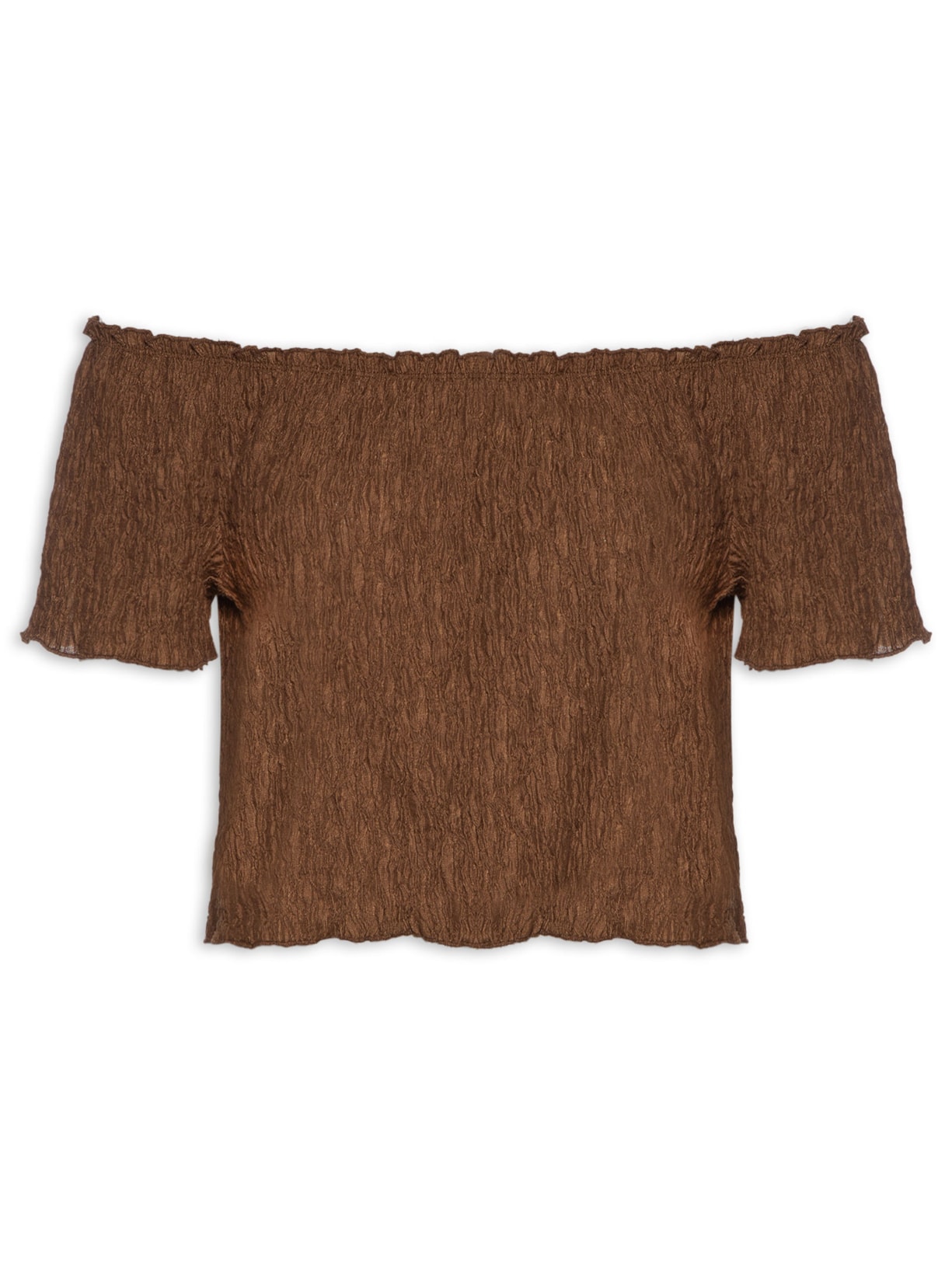 Blusa Feminina Ombro A Ombro Feminina Texturizada - Marrom