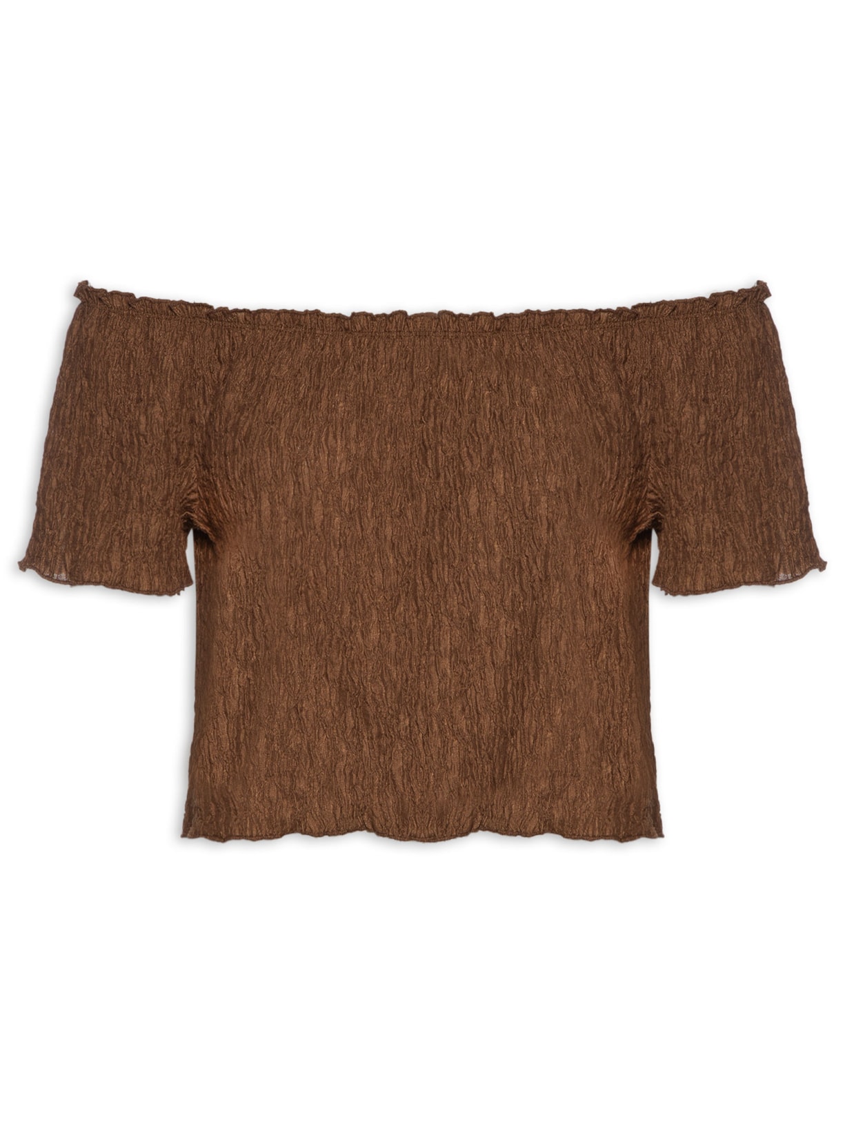 Blusa Feminina Ombro A Ombro Feminina Texturizada Marrom Market 33