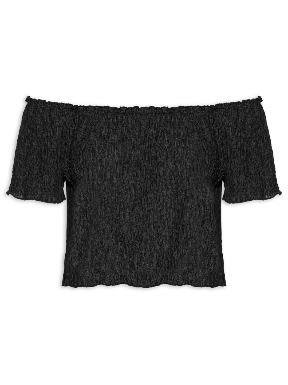 Blusa Feminina Ombro A Ombro Feminina Texturizada Preto Market 33