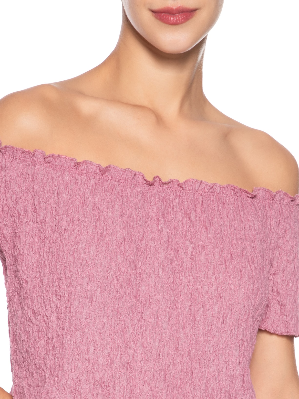 Blusa Feminina Ombro A Ombro Feminina Texturizada Rosa Market 33