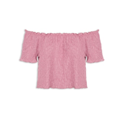 Blusa Feminina Ombro A Ombro Feminina Texturizada - Rosa