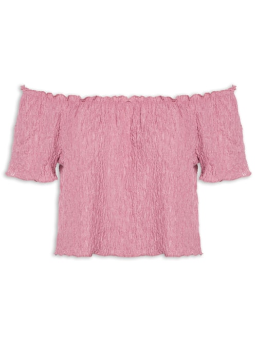 Blusa Feminina Ombro A Ombro Feminina Texturizada - Rosa