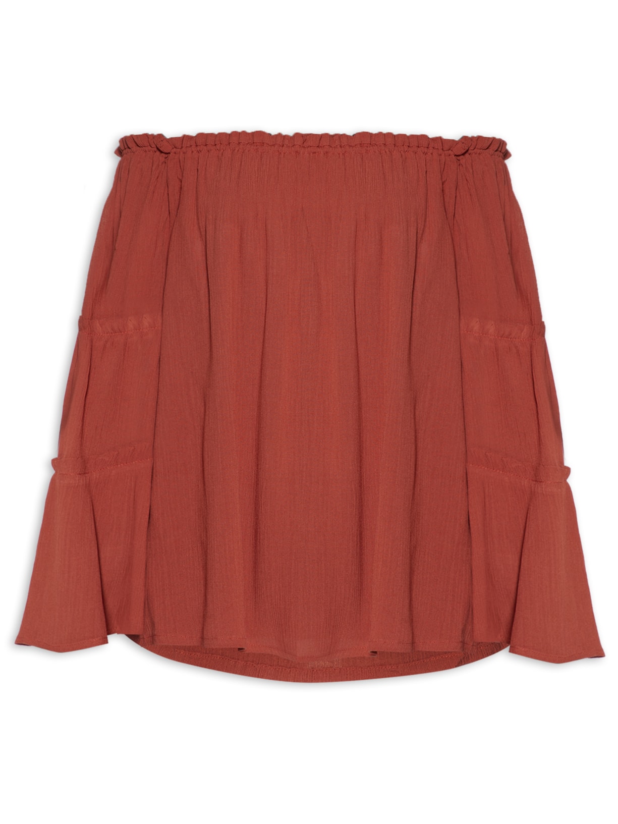 Blusa Feminina Ombro A Ombro Franzidos - Marrom