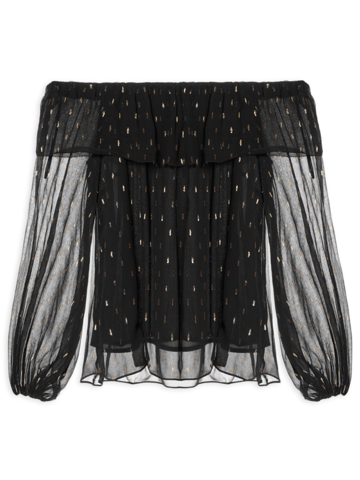 Blusa Feminina Ombro A Ombro GGT Lurex - Preto