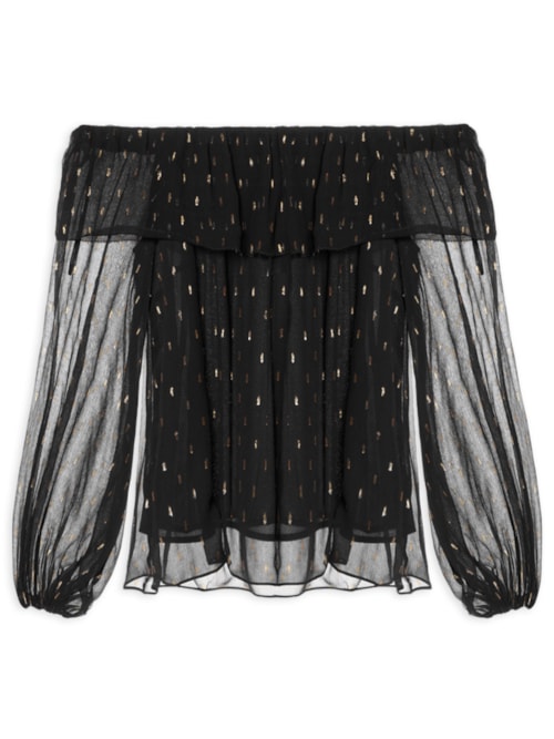 Blusa Feminina Ombro A Ombro GGT Lurex - Preto