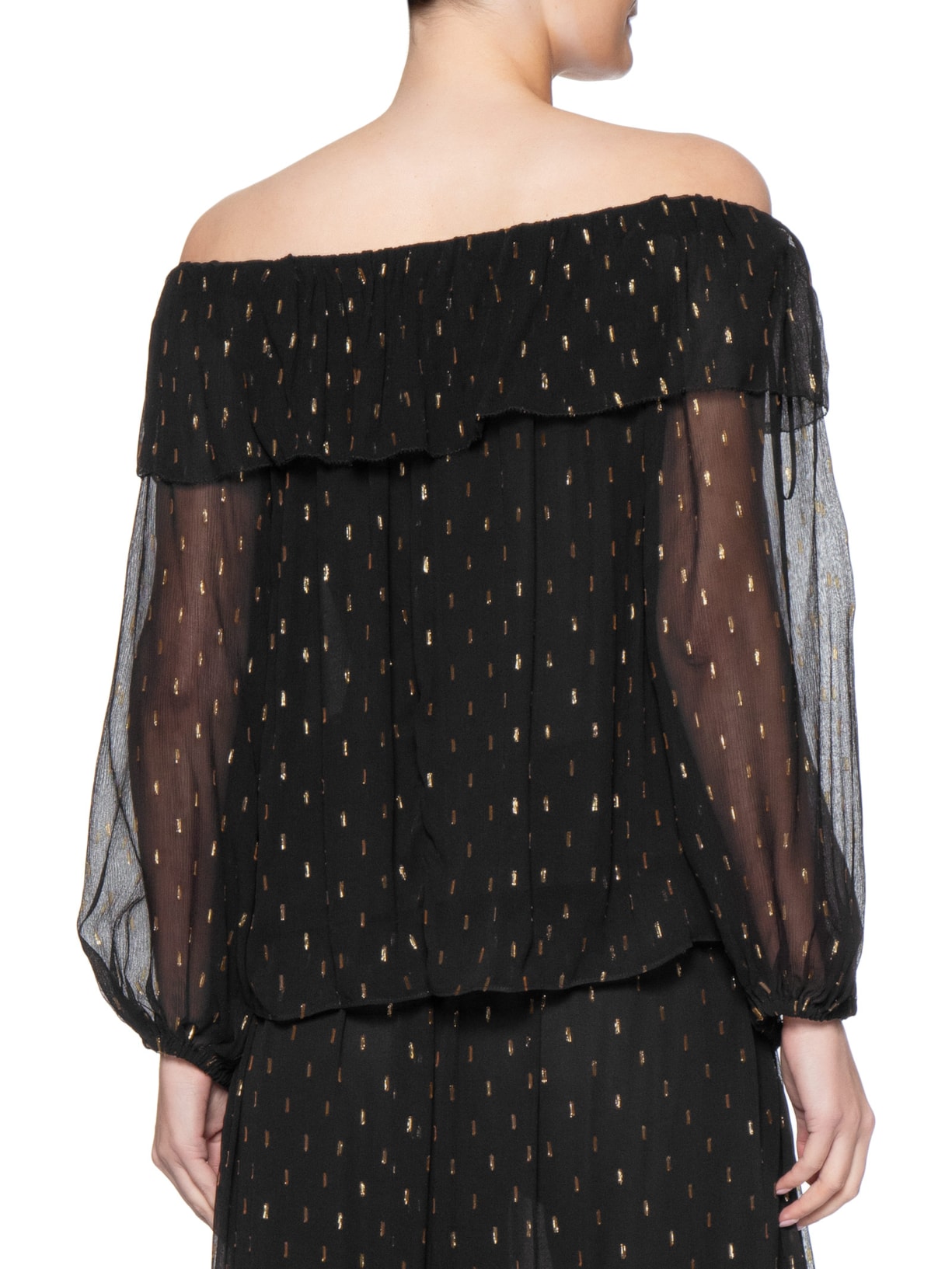Blusa Feminina Ombro A Ombro GGT Lurex Preto Maria Filó