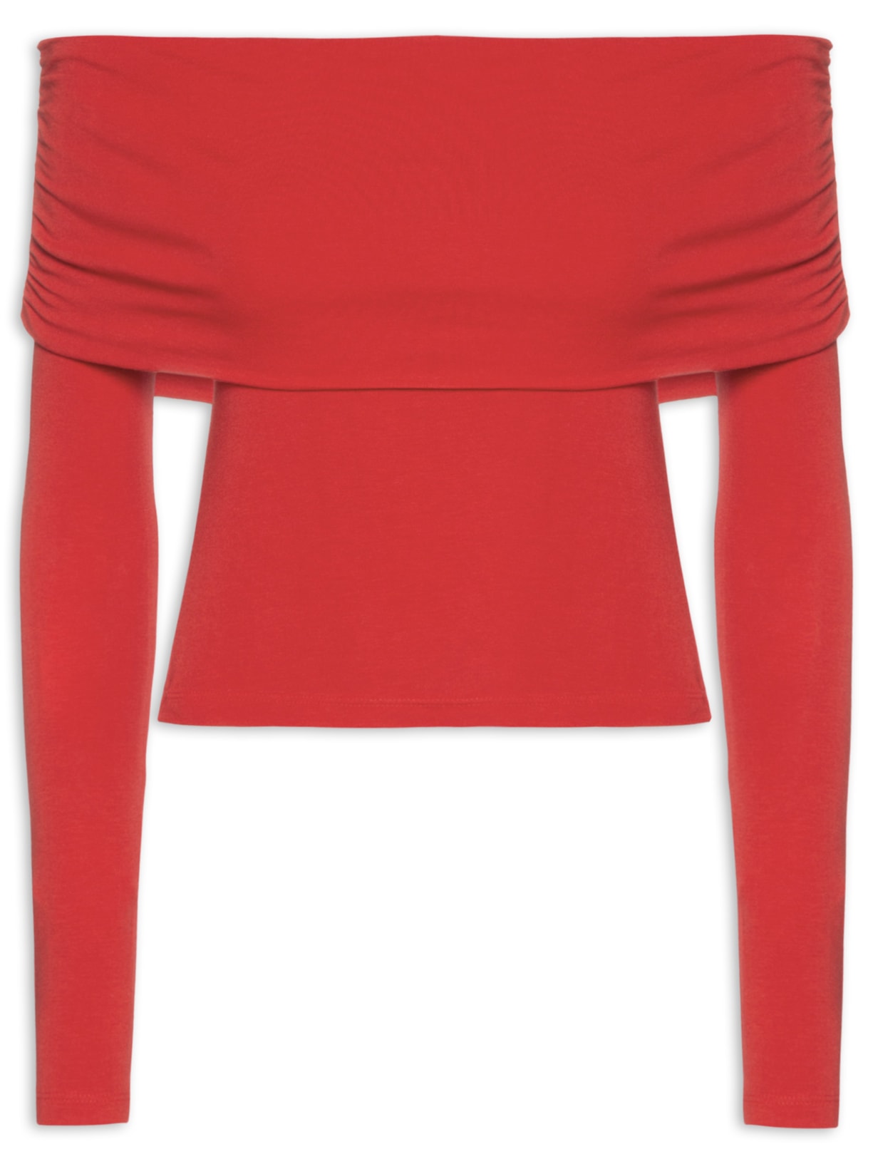 Blusa Feminina Ombro À Ombro Manga Longa Ribana - Vermelho
