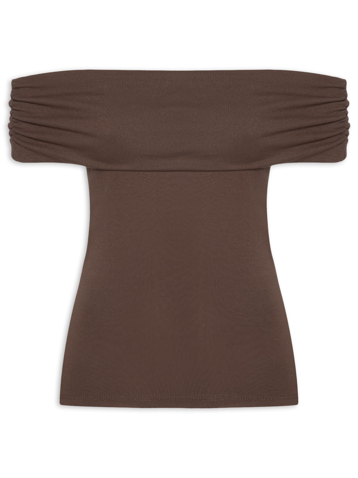 Blusa Feminina Ombro A Ombro Marrom Basiq