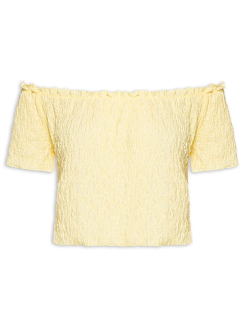 Blusa Feminina Ombro A Ombro Texturizada - Amarelo