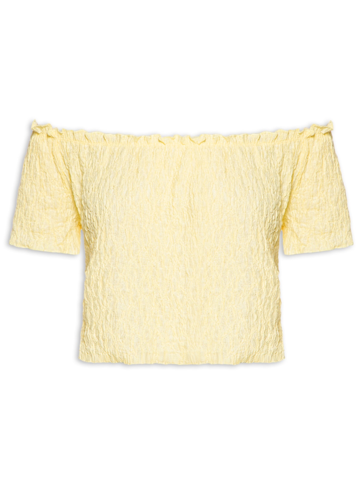 Blusa Feminina Ombro A Ombro Texturizada Amarelo Market 33