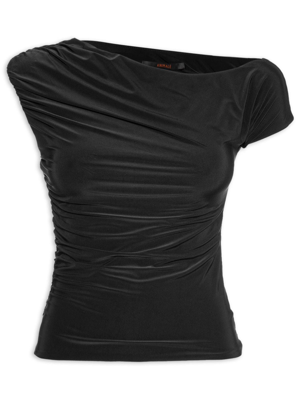 Blusa Feminina Ombro Caído Jersey Preto Animale