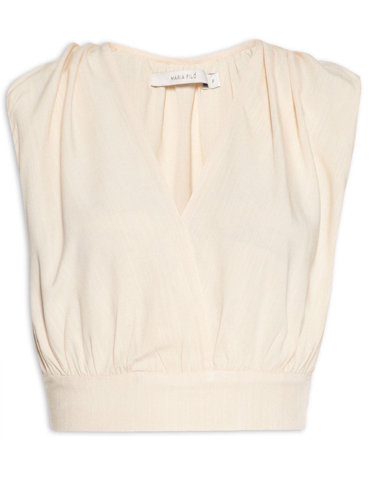Blusa Feminina Ombro Franzido Bege Maria Filó