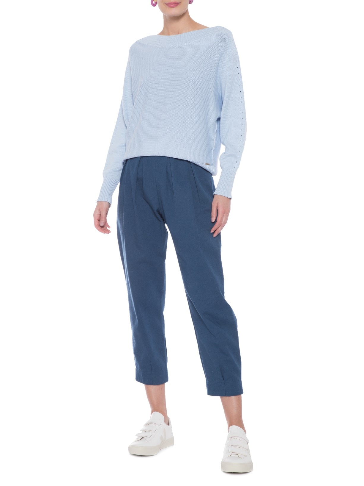 Blusa Feminina Ombro Ombro Azul Anselmi